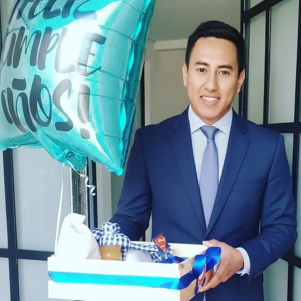 Caja de cumpleaños con globo metalizado, entregado en Valledupar