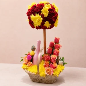 Topiario Floral con Vino Espumoso