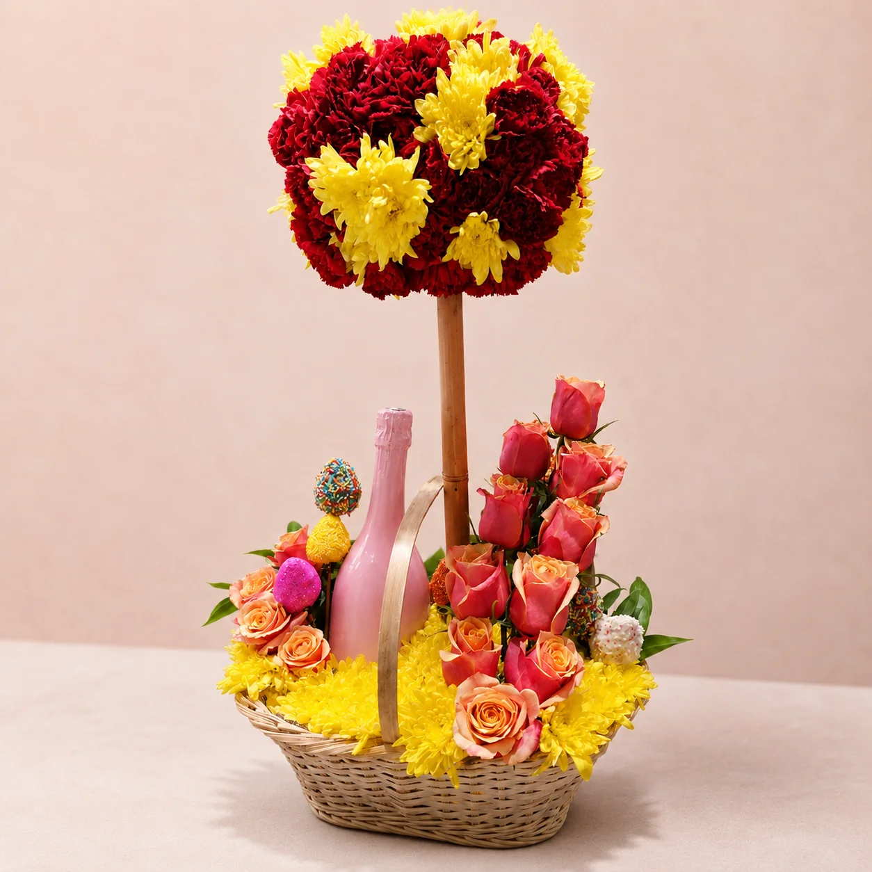 REF. 012, Topiario Floral con Vino Espumoso