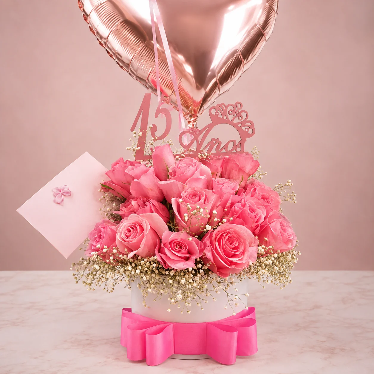 REF. 016, Sombrerera de Quince Años en Rosado