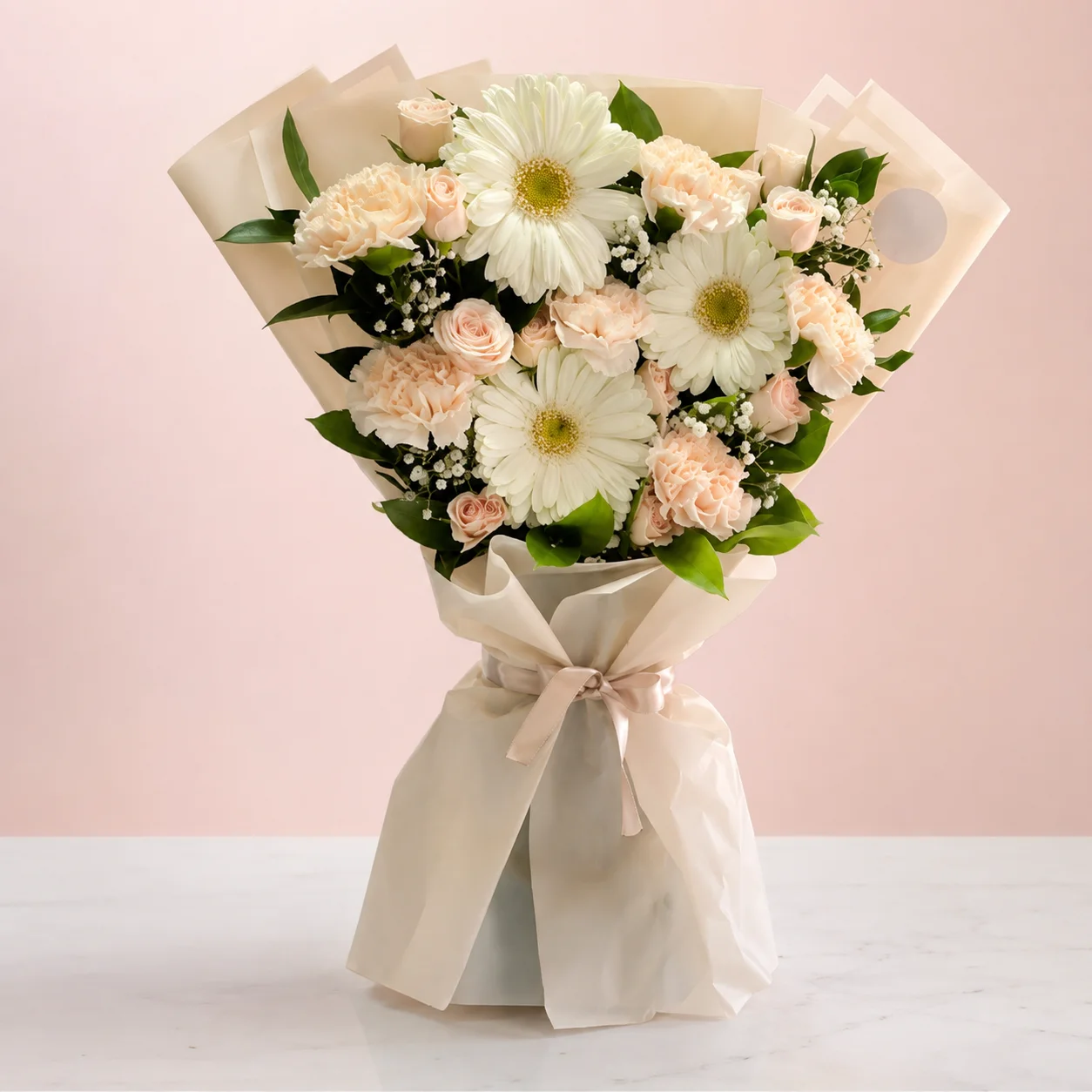 REF. 020, Ramo Pastel de Gerberas y Claveles