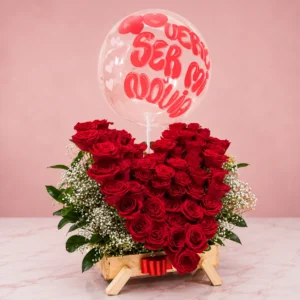 Corazón de Rosas Rojas «¿Quieres Ser Mi Novia?»